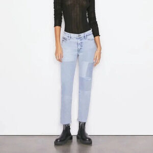 Frame Le Nouveau Patched Straight Leg Jeans